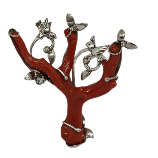 Red Coral Brooches
